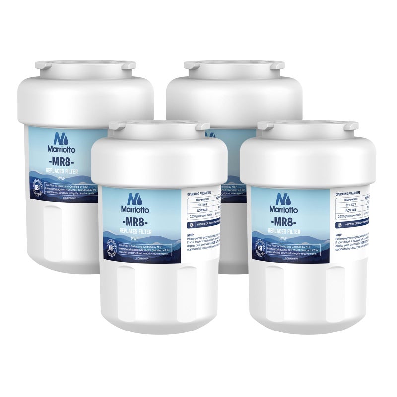 MARRIOTTO Smart Water Filters for Refrigerators NSF 42 Certified Cartridges Compatible with MWF, MWFA, MWFP, GWF, GWFA, 46-9991, HDX FMG-1, WFC1201, 4 Pack - Image 1